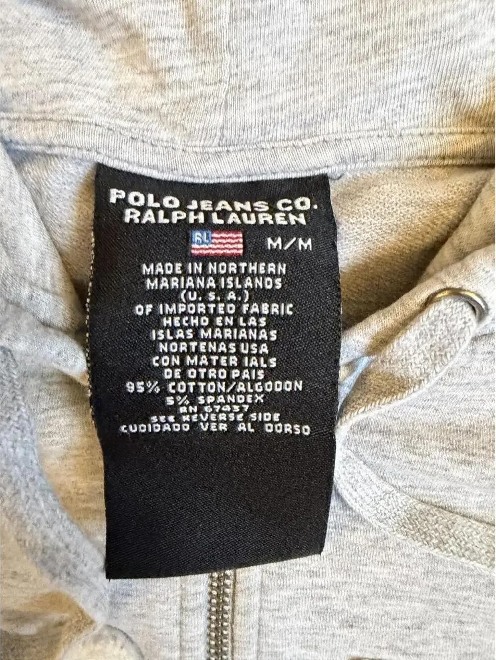 Vintage Gray Polo Jeans Ralph Lauren zip up hoodie sz M